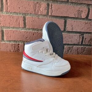 FILA Kids White and Red Sneakers